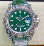 Swiss Quality Copy Rolex Submariner Green Limited Edition Watch Rainbow Bezel